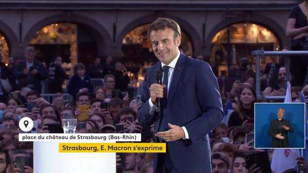 Présidentielle 2022 : “Le nationalisme, c’est la guerre”, affirme Emmanuel Macron durant son meeting à Strasbourg